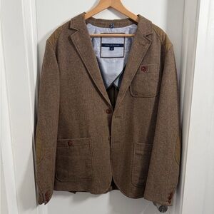 Tommy Hilfiger Brown Tweed Blazer with Elbow Patches
